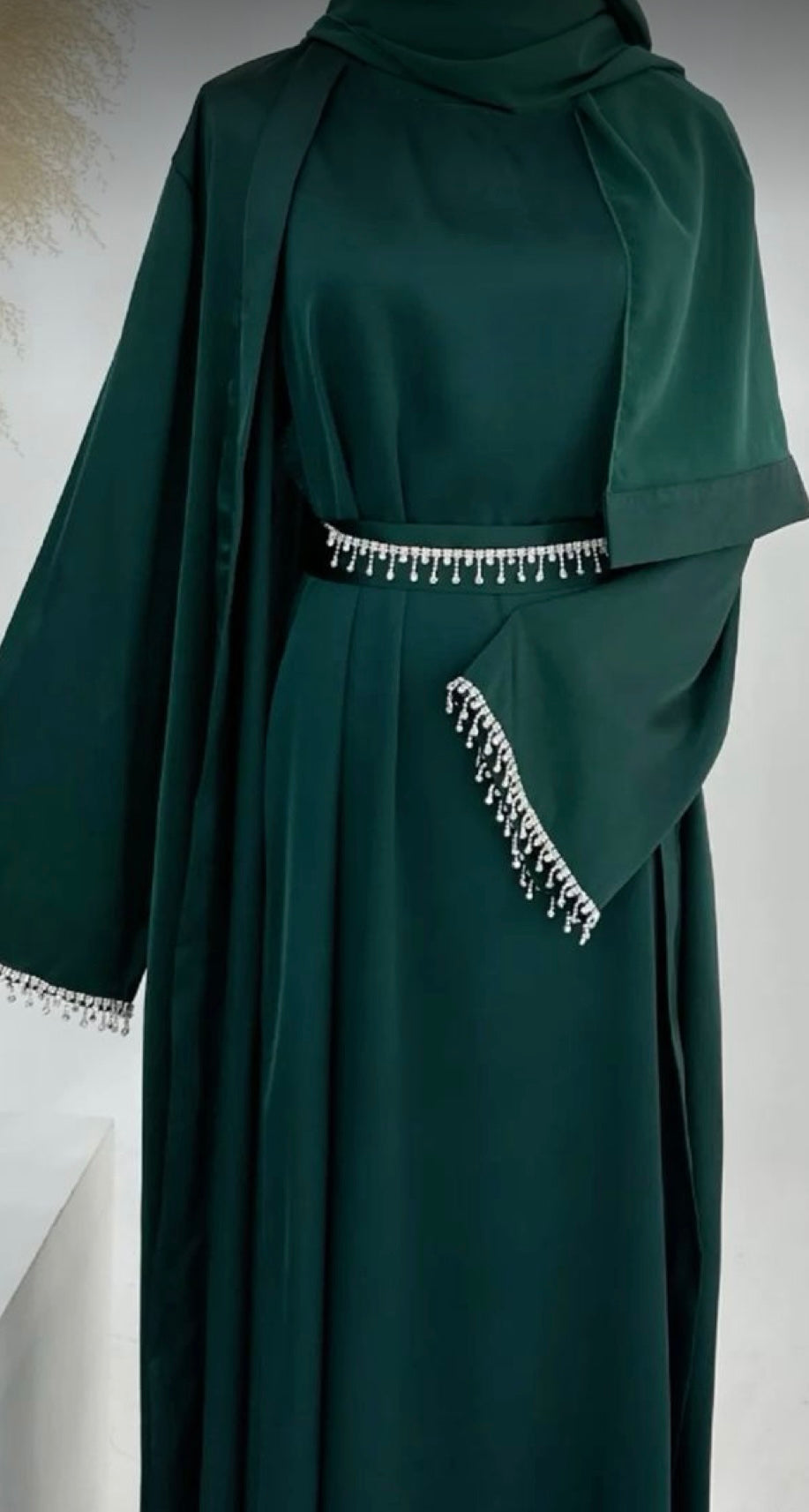 4 pc Open front Abaya dress belt with veil for daily wear