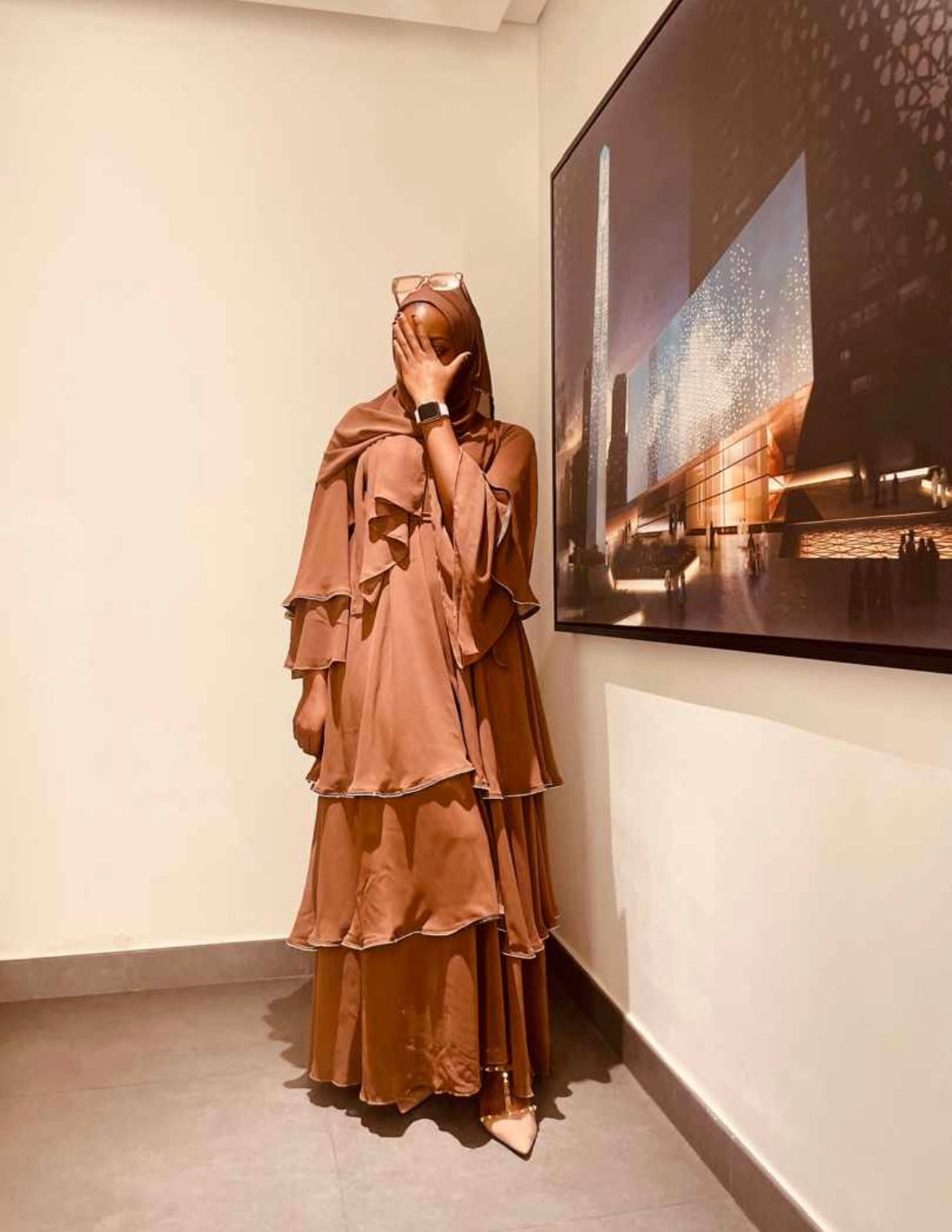 Elegant Nude Abaya set