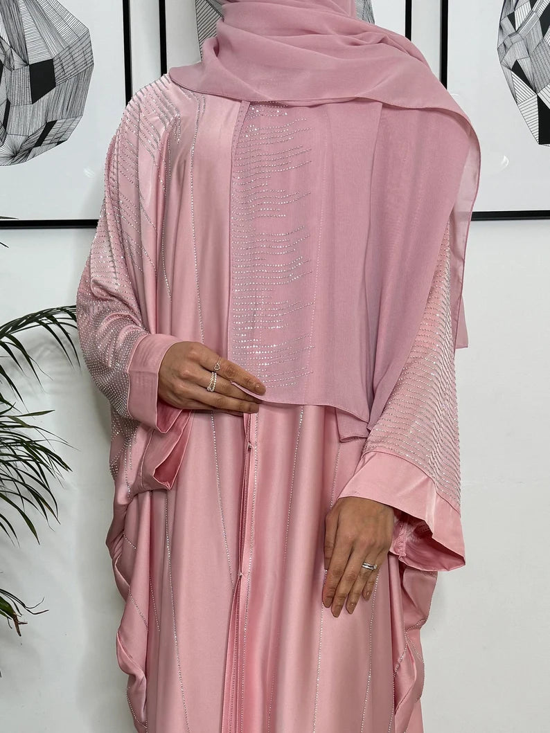 Elegant pink Abaya set