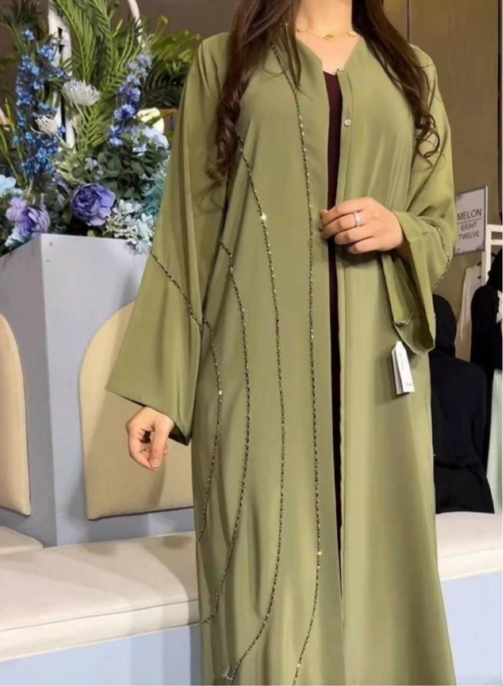 Open front Abaya with veil