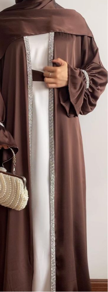 3 pc open front Abaya with veil