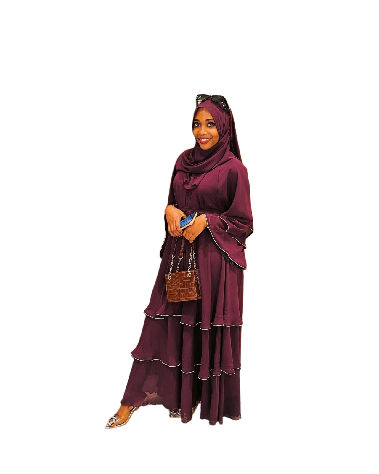 3 pcs Elegant set Hand made Abaya with layers of gilter