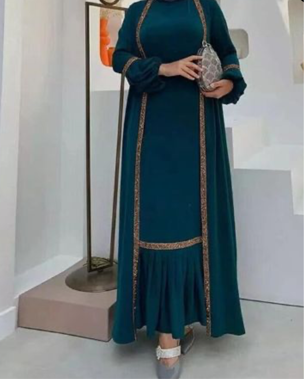 3 pc Open front Abaya with veil