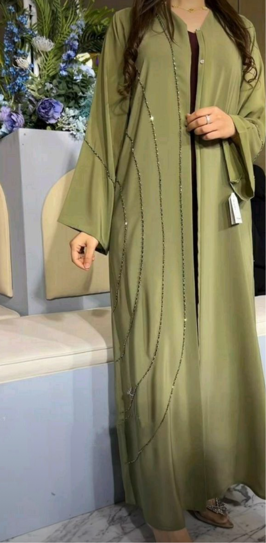 Open front Abaya with veil