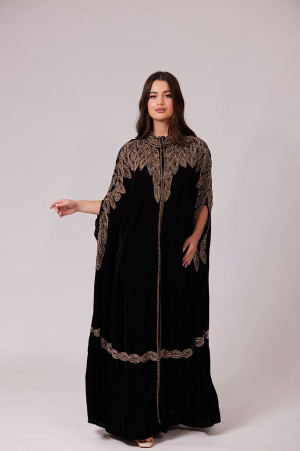 Black Velvet Kimono -Modest Luxury-Feel the elegance.For moments that call for softness and strength.
