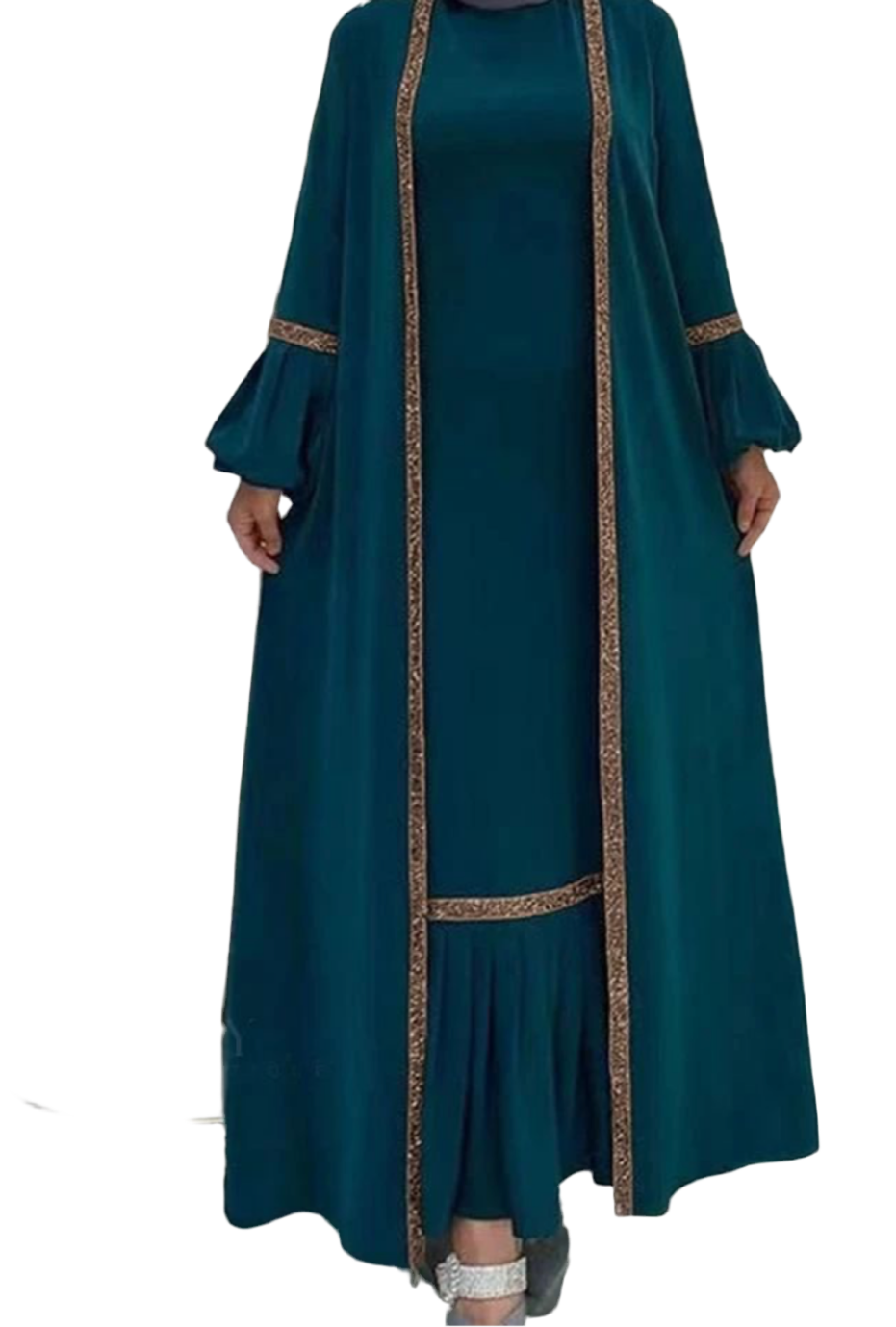 3 pc Open front Abaya with veil