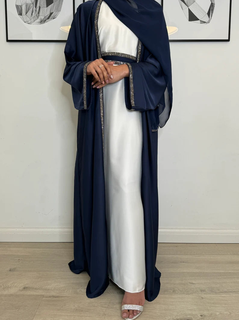 4pc Elegant Abaya Navy blue set