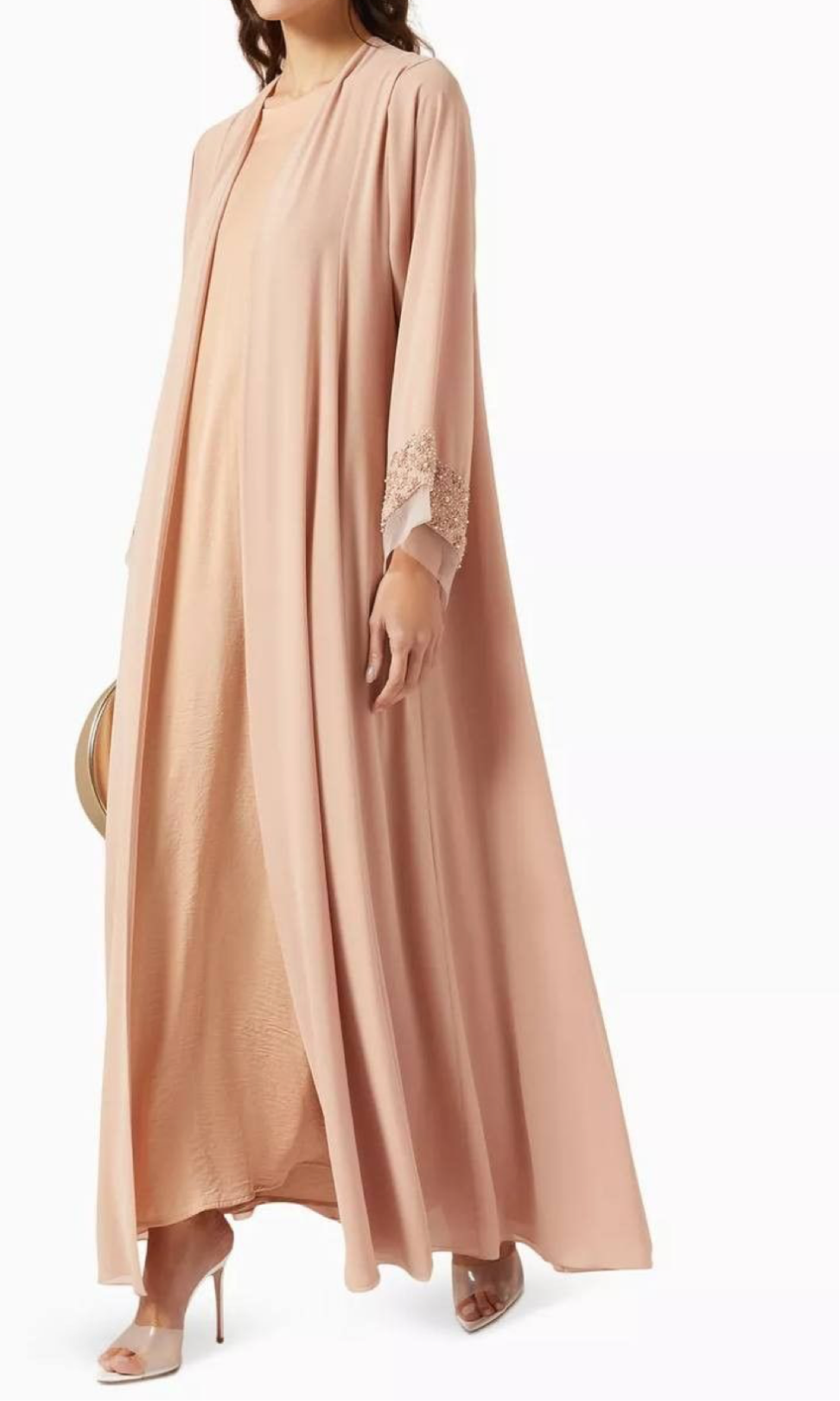 3 pc open front Abaya with veil