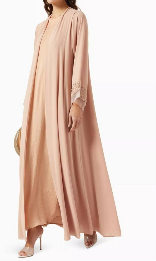 3 pc open front Abaya with veil