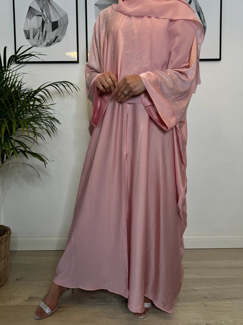 Elegant pink Abaya set