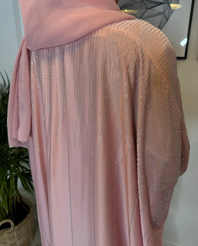 Elegant pink Abaya set