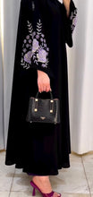 Twilight Bloom – Customized Black & Lavender Abaya with hijab