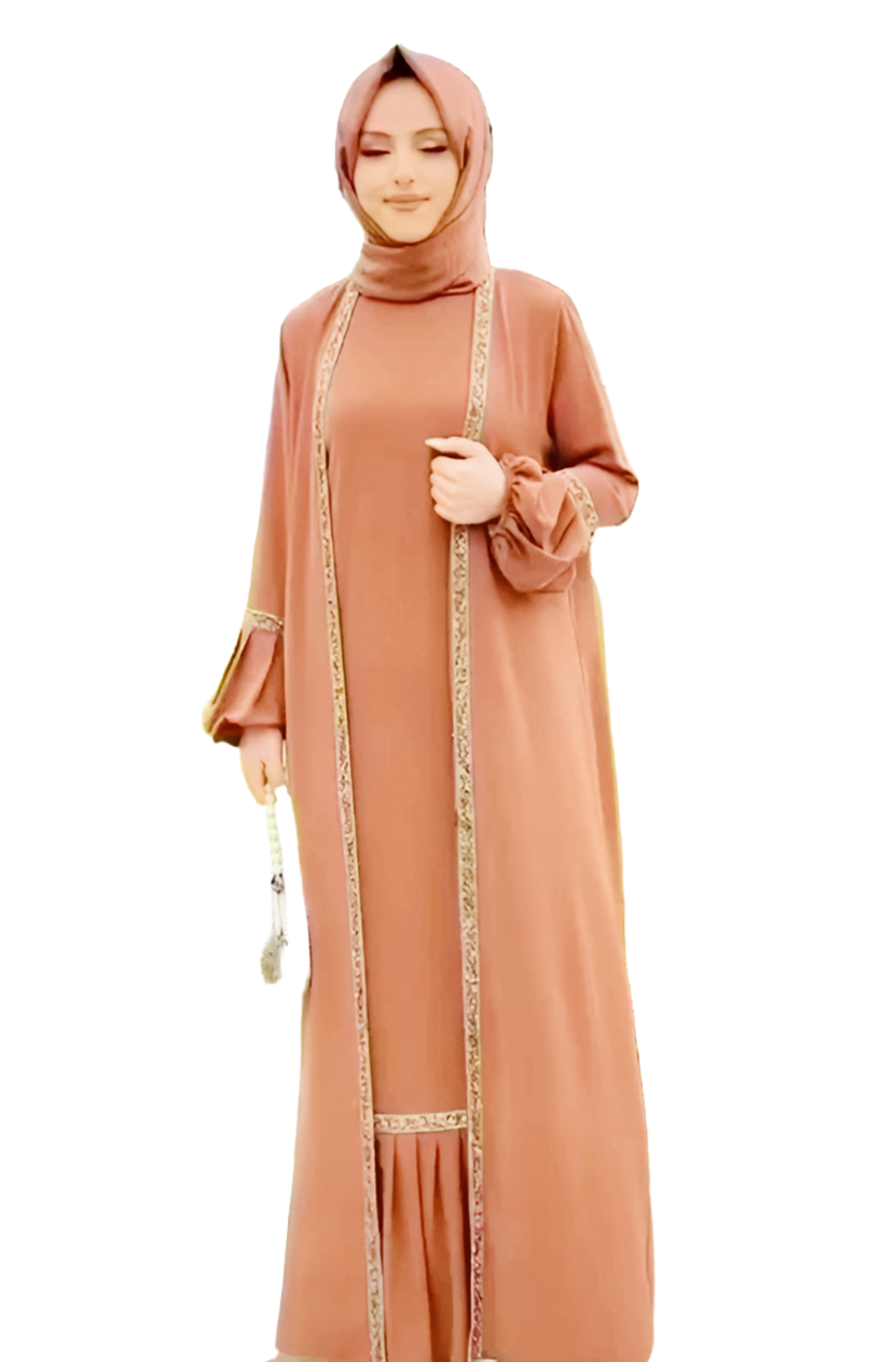 3 pc open front Abaya for daily wear + Hijab Scarf Veil