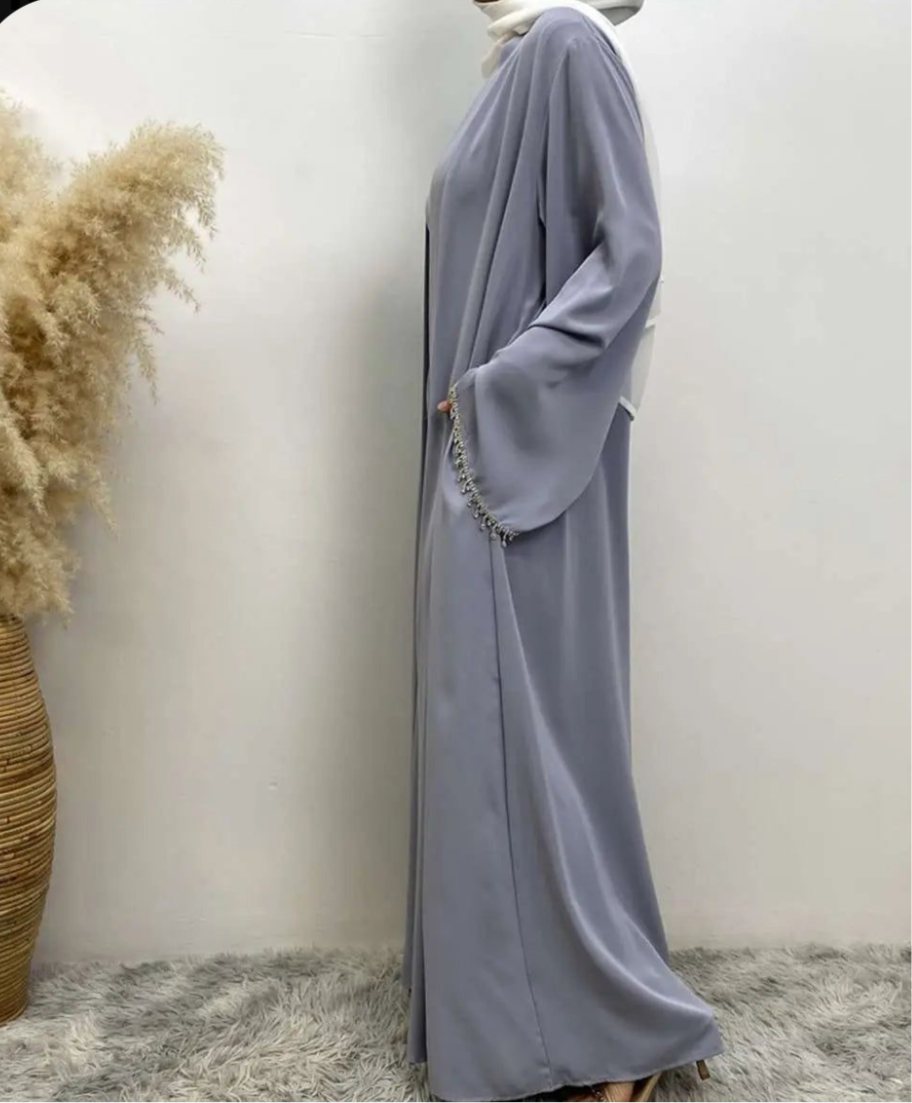 3 pc Open front Abaya with veil