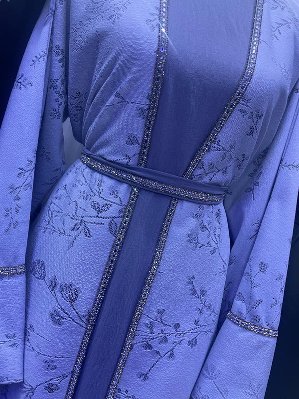 Lavender Embroidered Abaya with Crystals | Elegant Evening Abaya Abaya-online.com
