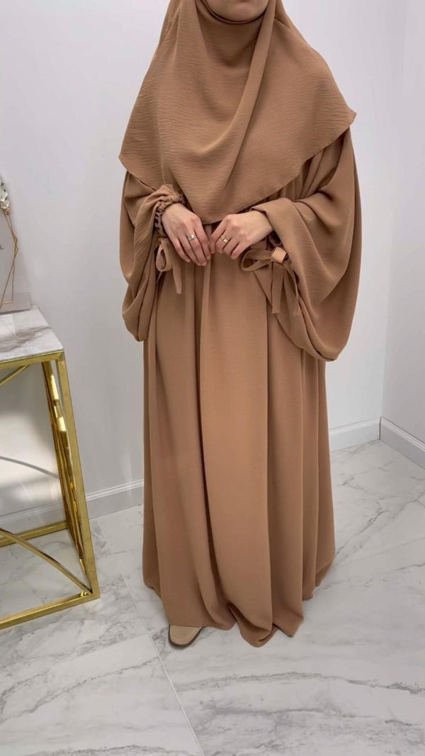 Classic Brown Abaya with Matching Khimar – Modest Elegance