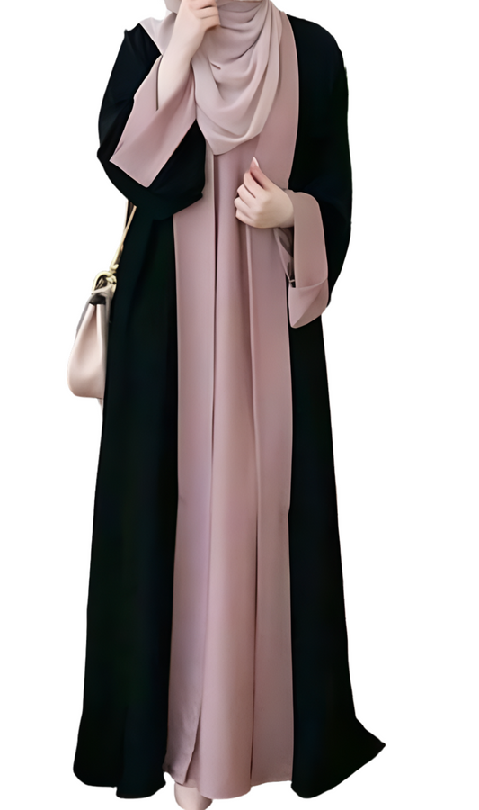 3 pc open front Abaya with veil