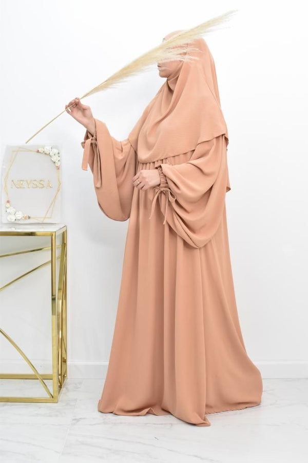 Classic Brown Abaya with Matching Khimar – Modest Elegance