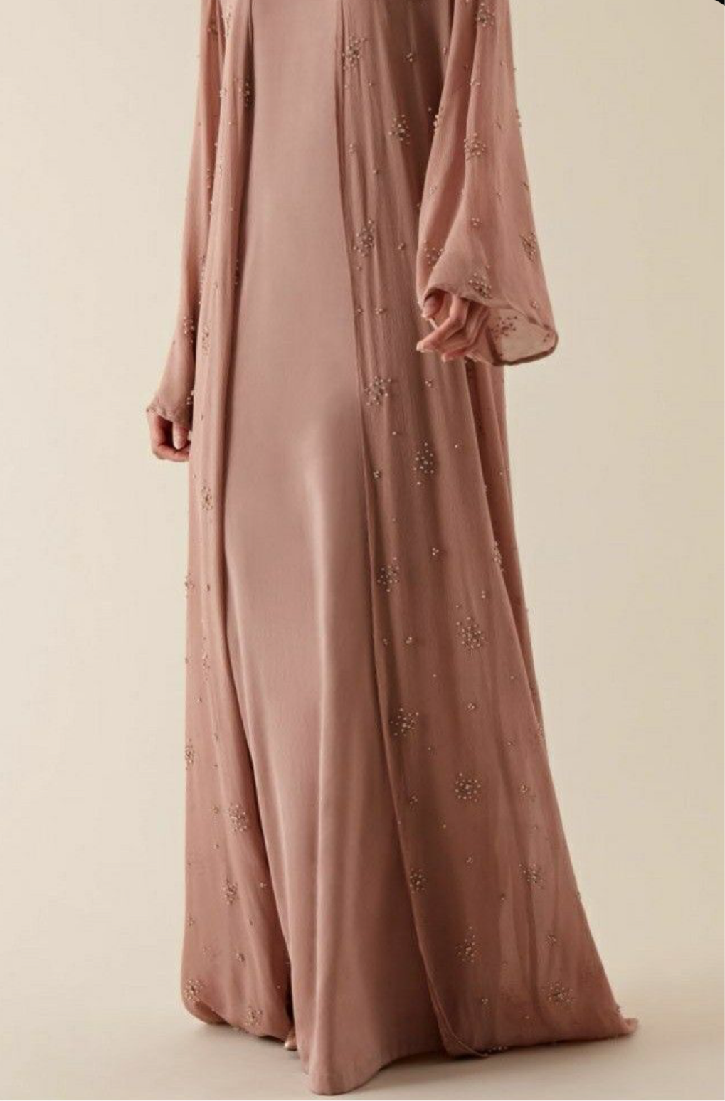 3 pc open front Abaya with veil