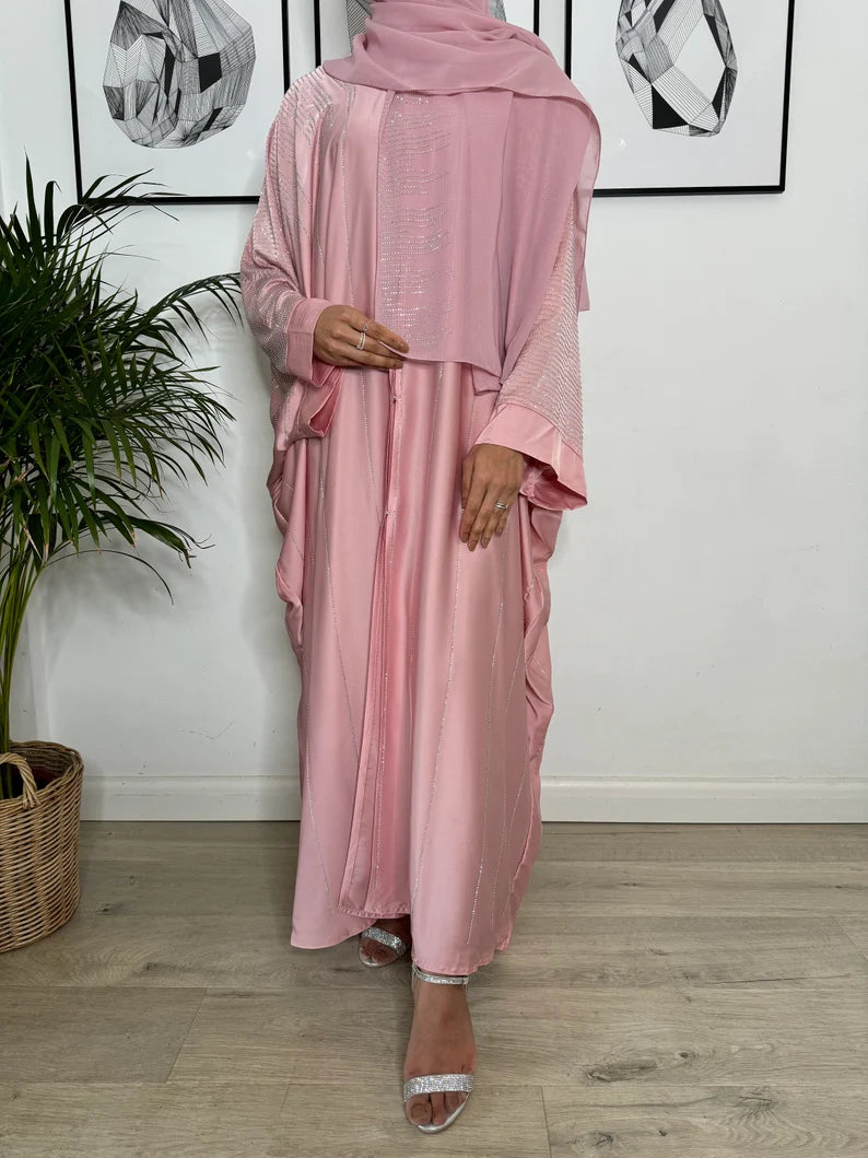 Elegant pink Abaya set