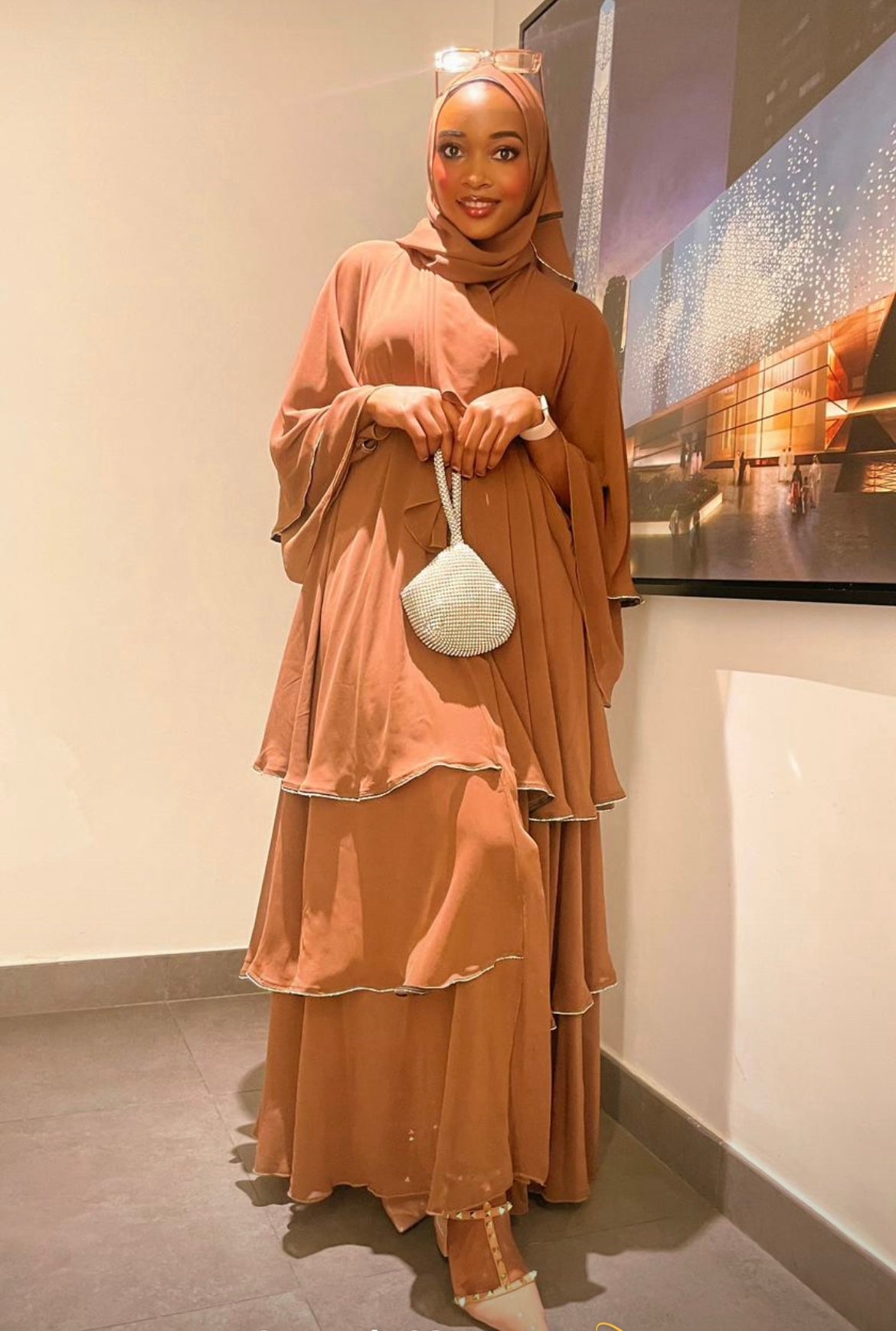 Elegant Nude Abaya set