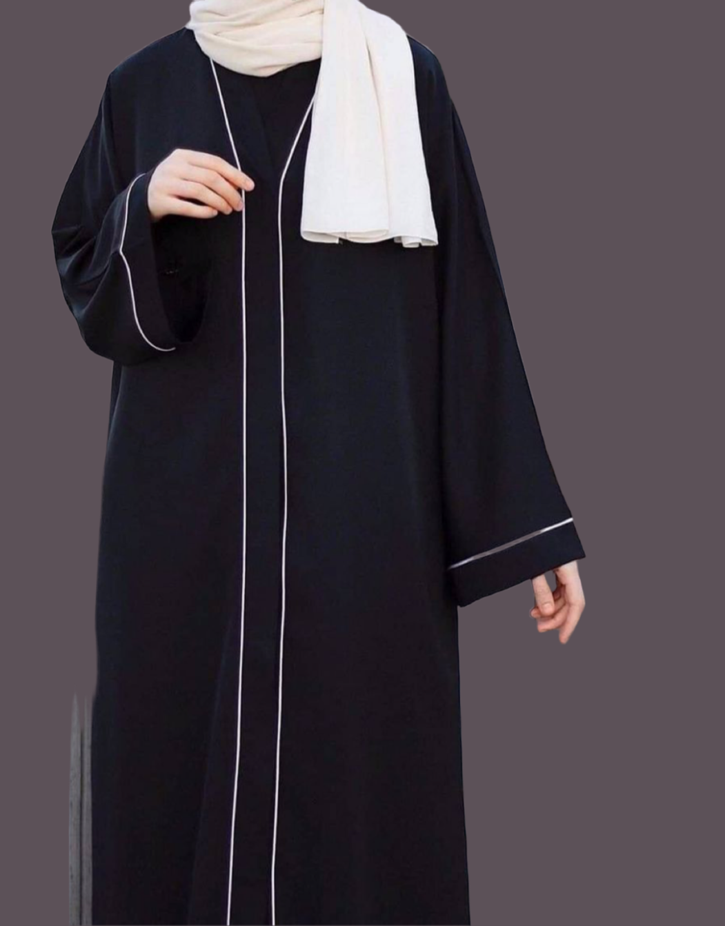 3 pc Open front Abaya with veil