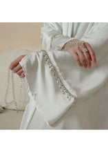 4pc open front Elegant white Abaya dress with diamond sparkles perfect for all occasions Nikkah abaya inspo and glamorous