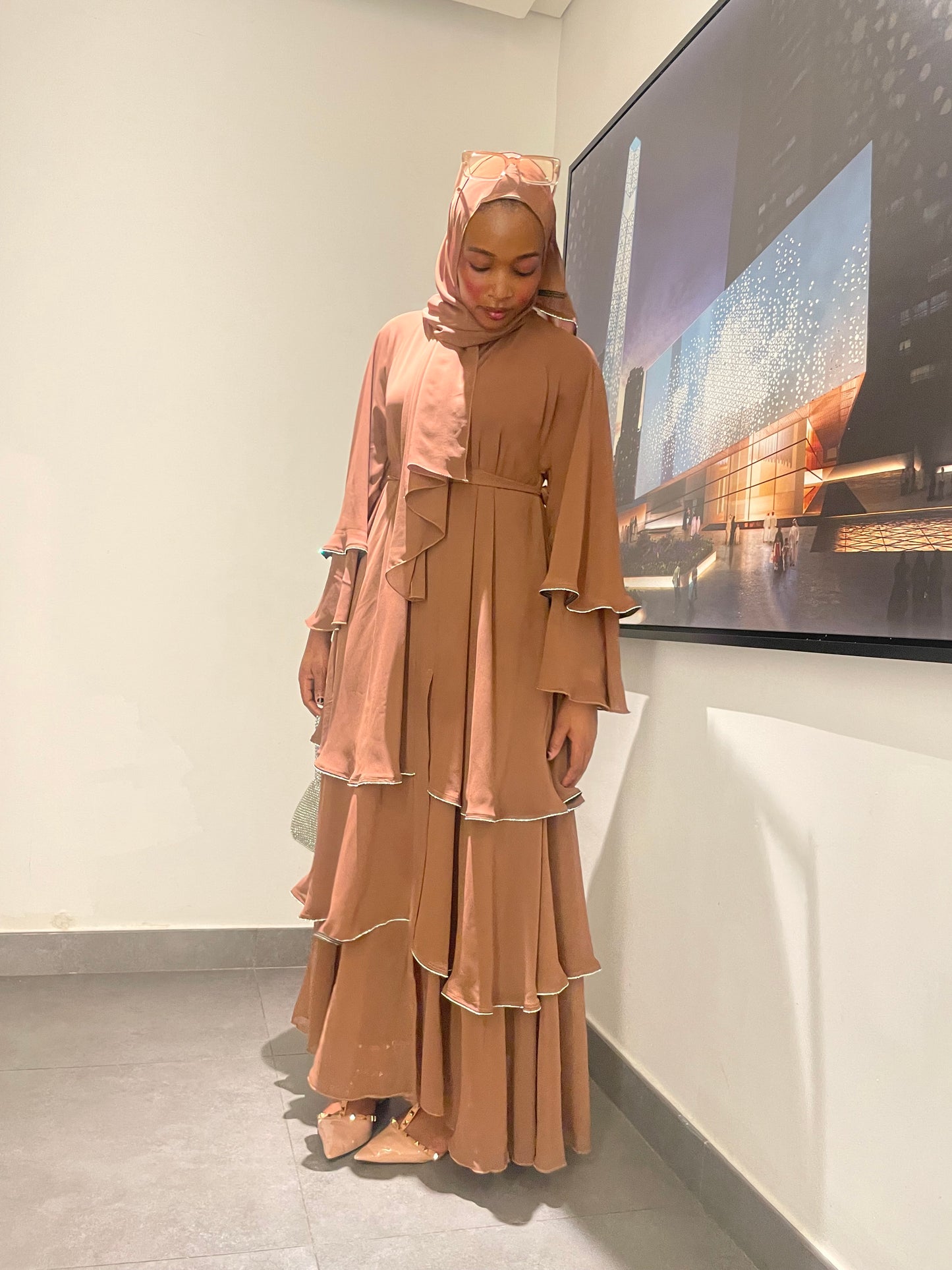 Elegant Nude Abaya set