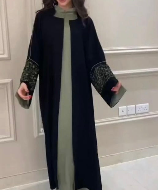 Black and Green Abaya – Contemporary Modesty with a Bold Twist