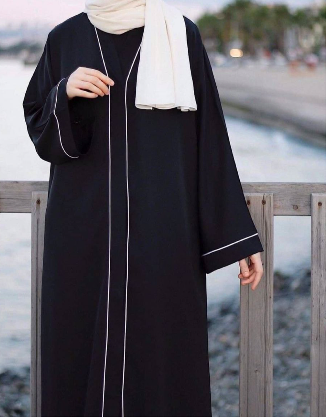 3 pc Open front Abaya with veil