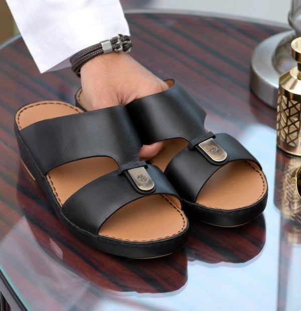 Arabic Traditional Leather Sandals-Black – Bold Simplicity, Everyday Comfort