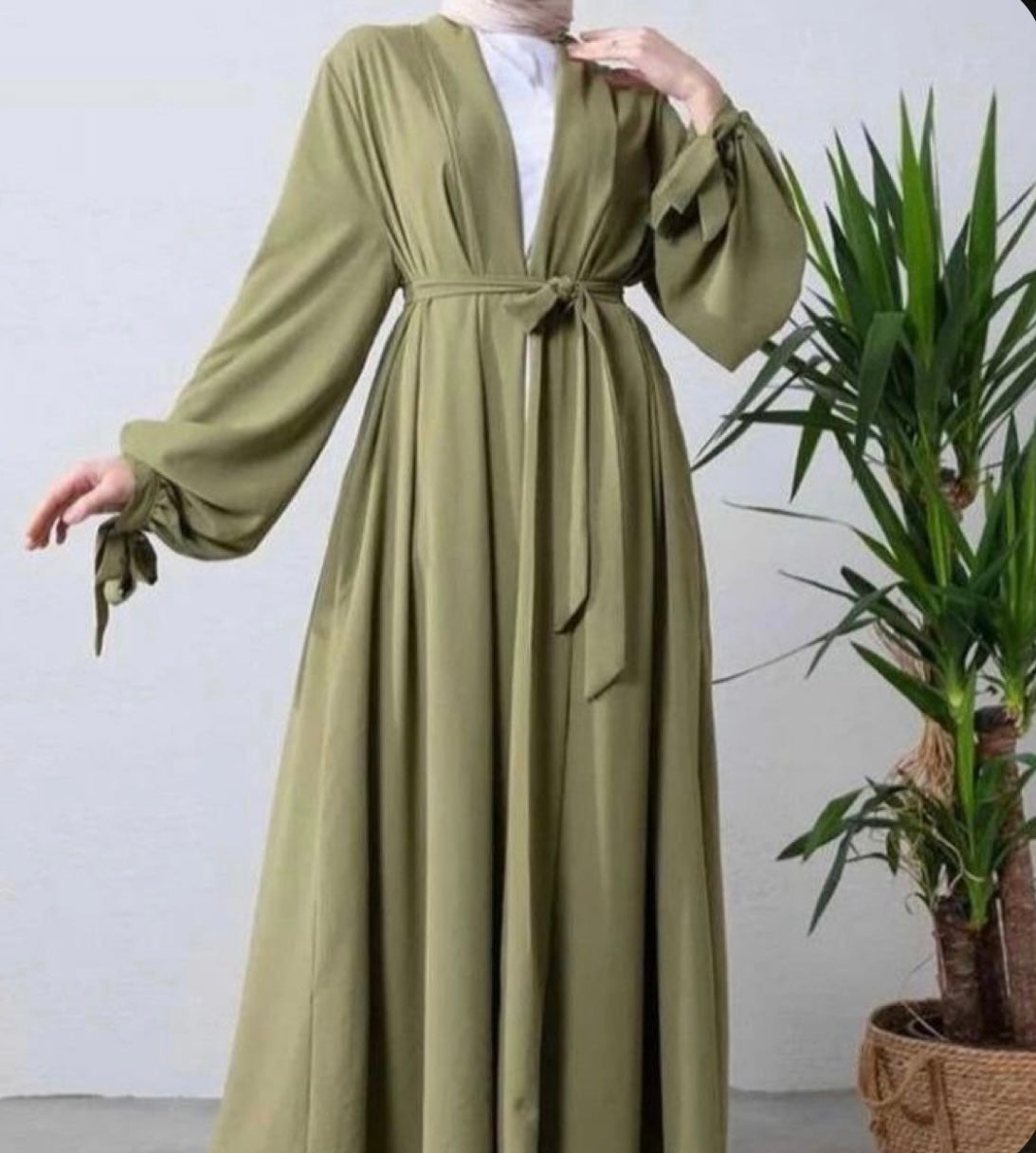 3 pc Open front Abaya with veil