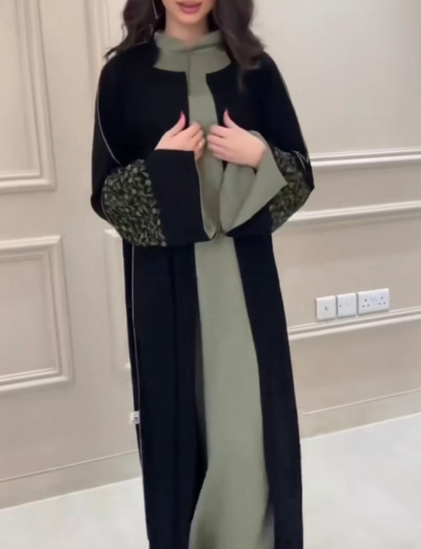 Black and Green Abaya – Contemporary Modesty with a Bold Twist