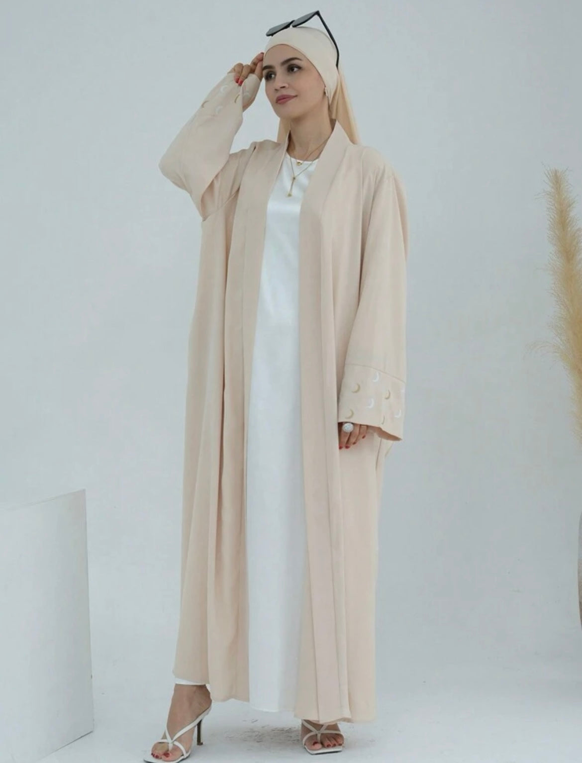 3 pc Open front Abaya with veil