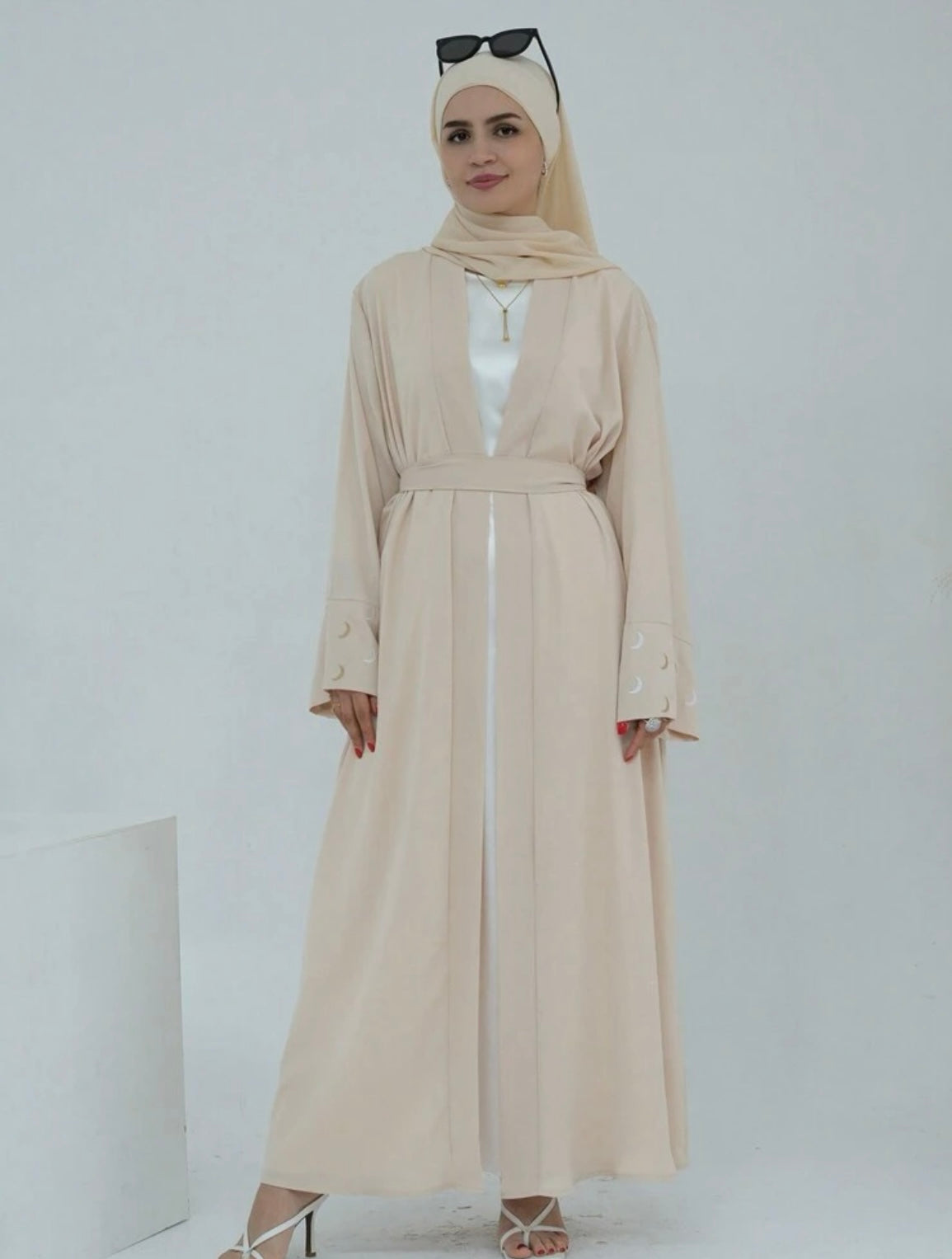 3 pc Open front Abaya with veil