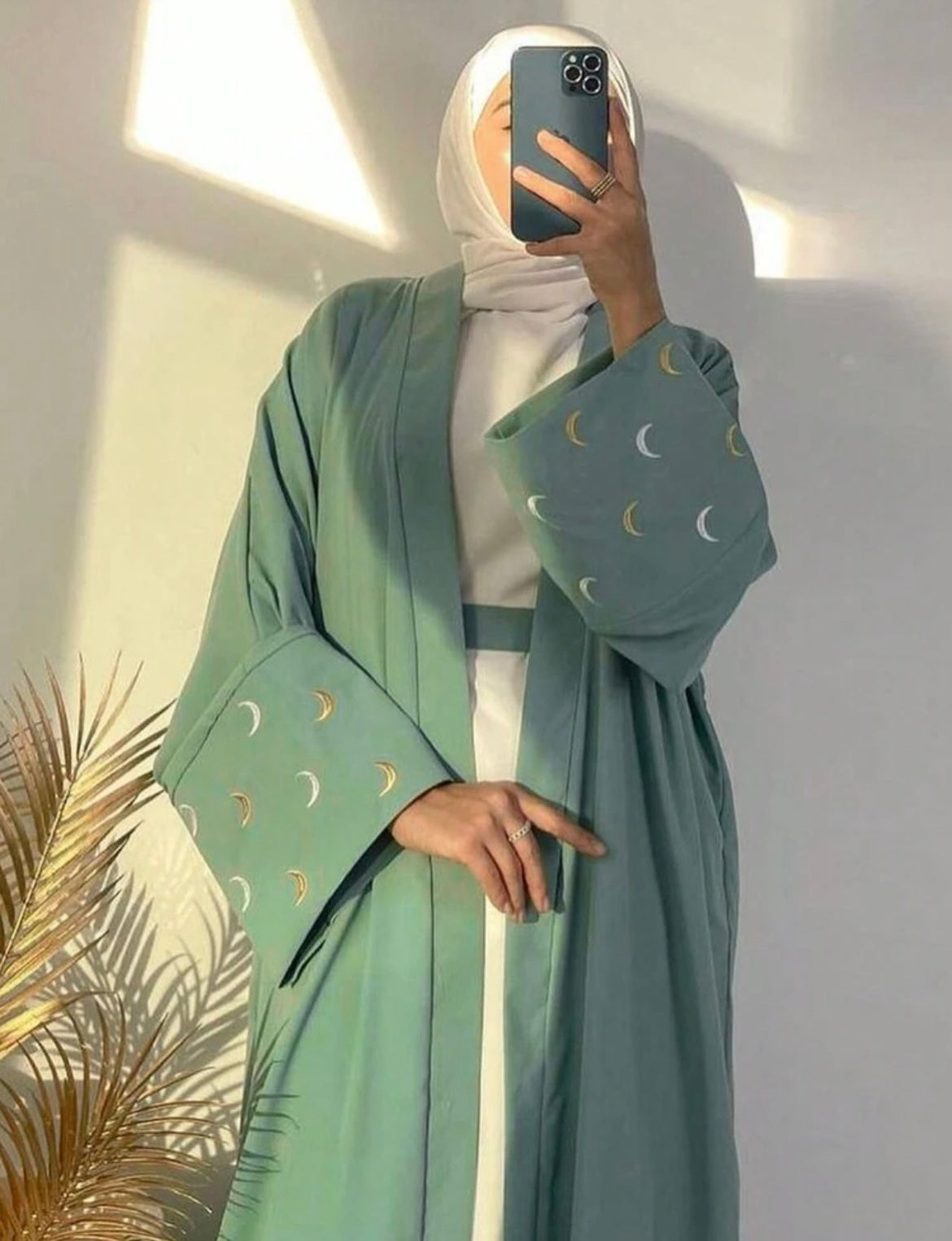 3 pc Open front Abaya with veil