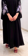 Twilight Bloom – Customized Black & Lavender Abaya with hijab
