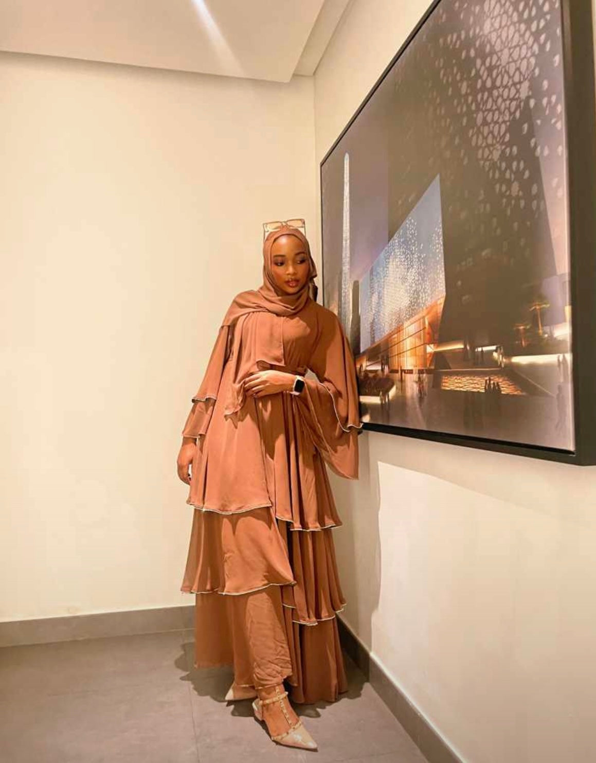 Elegant Nude Abaya set