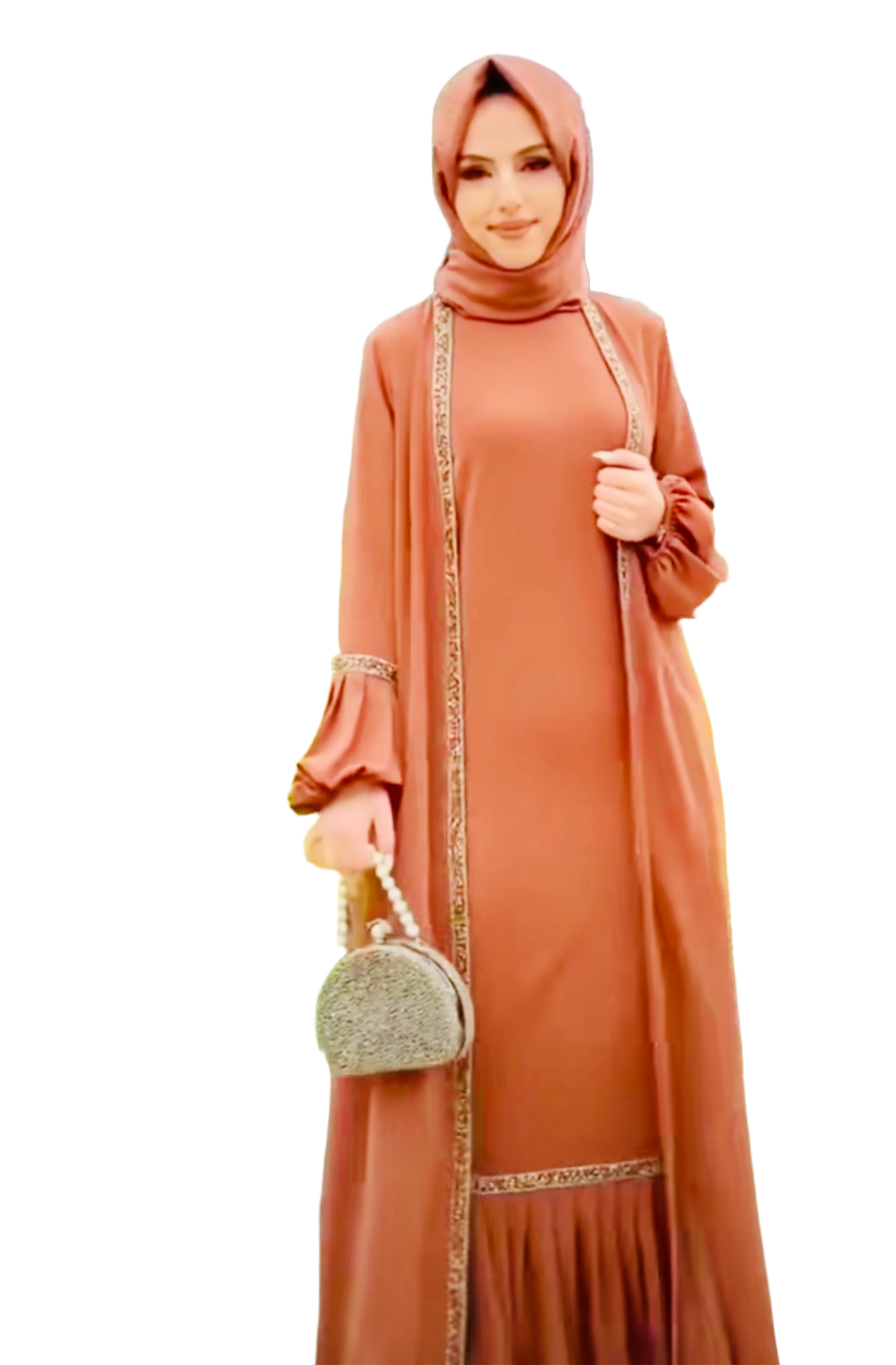 3 pc open front Abaya for daily wear + Hijab Scarf Veil