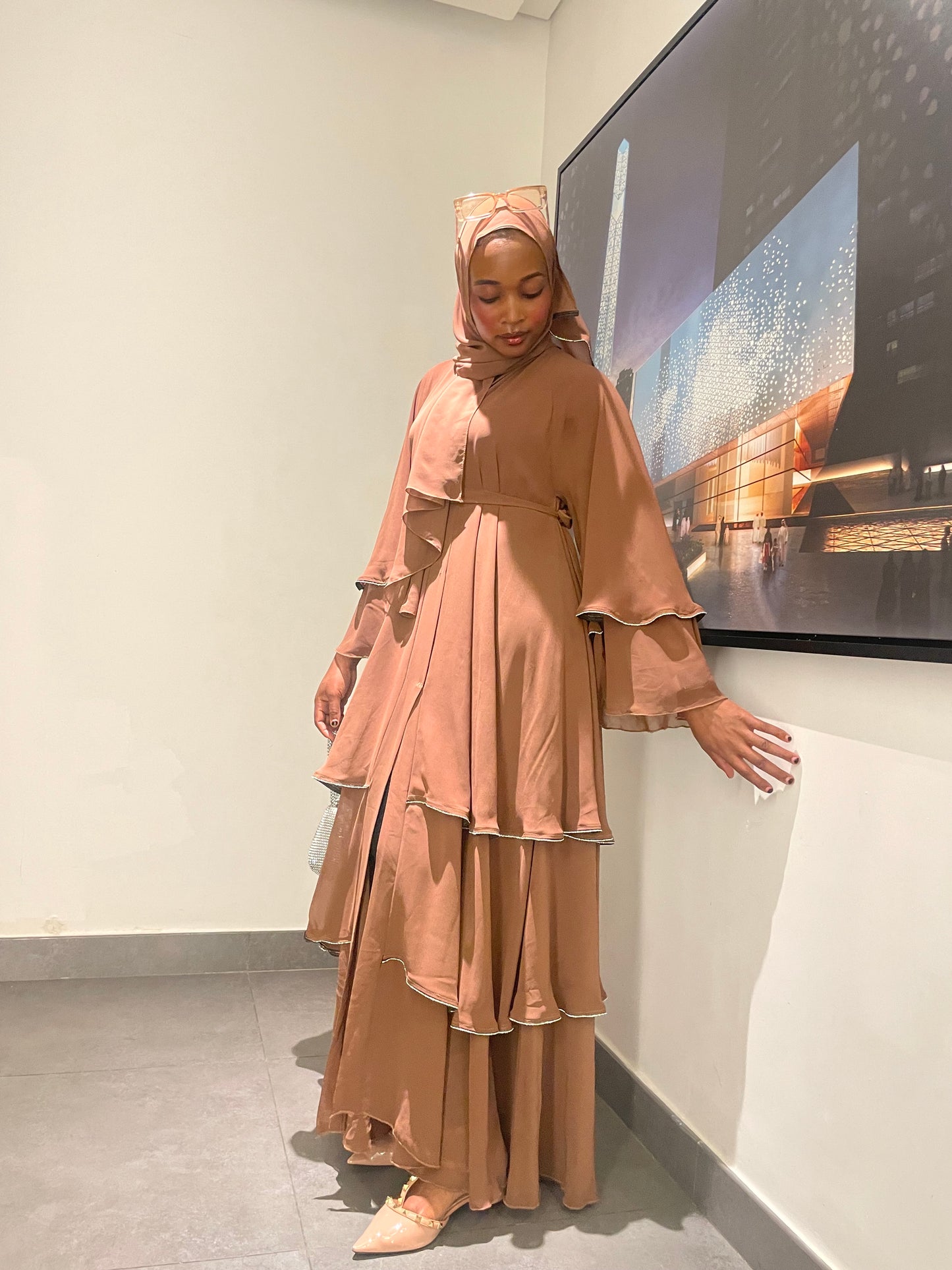 Elegant Nude Abaya set